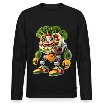 Vegetable Fruit Robot - Men's Premium Organic Long Sleeve Shirt - black - Front - Nico (187cm)