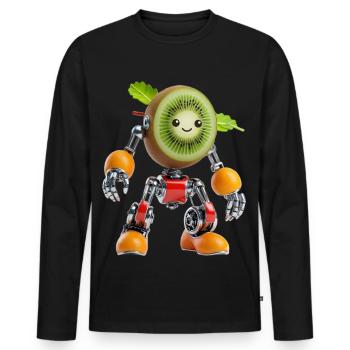 Kiwi Robot Figurine - Men's Premium Organic Long Sleeve Shirt - black - Front - Nico (187cm)