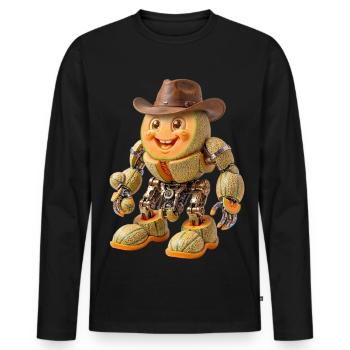 Melon Ranger: Steampunk Cowboy Bot - Men's Premium Organic Long Sleeve Shirt - black - Front - Nico (187cm)
