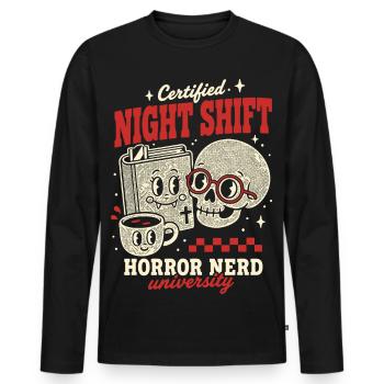 Nerd certifié de nuit en horreur - T-shirt manches longues Premium bio Homme - noir - Devant - Nico (187cm)