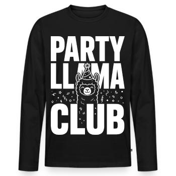 Party Llama Club – Festive mood - Men's Premium Organic Long Sleeve Shirt - black - Front - Nico (187cm)