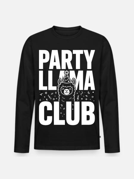 Party Llama Club – Feierlaune - Männer Premium Bio Langarmshirt - Schwarz