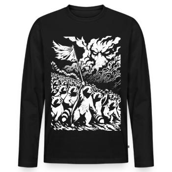 Raccoon Protest Vintage Street Art Design - Men's Premium Organic Long Sleeve Shirt - black - Front - Nico (187cm)