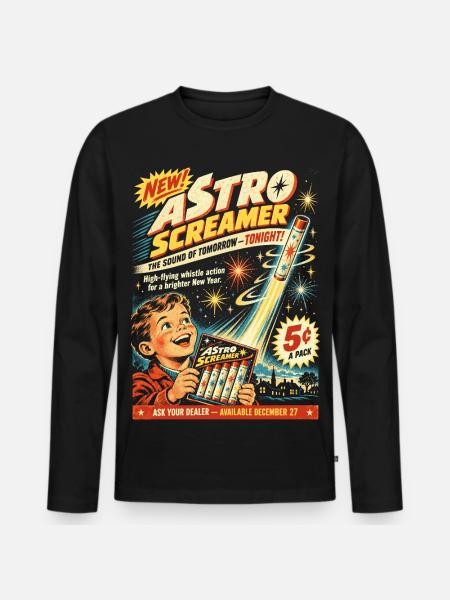 Retro Luftheuler Silvester - Männer Premium Bio Langarmshirt - Schwarz