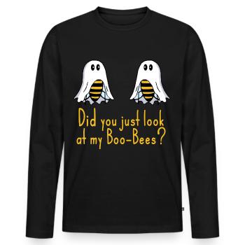 Boobees Boobs funny saying - Men's Premium Organic Long Sleeve Shirt - black - Front - Nico (187cm)