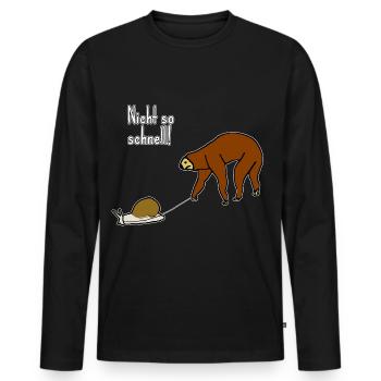 Funny sloth slowly chilling relaxed - Men's Premium Organic Long Sleeve Shirt - black - Front - Nico (187cm)