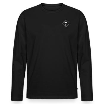 Schnauz mit Bierflasche - Männer Premium Bio Langarmshirt - Schwarz - Vorne - Nico (187cm)
