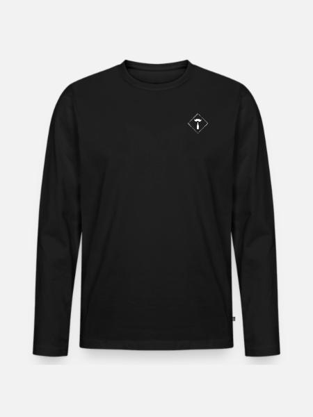 Schnauz mit Bierflasche - Männer Premium Bio Langarmshirt - Schwarz