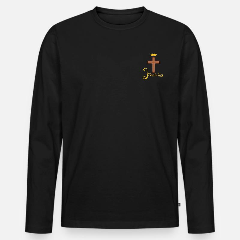 Krone des Glaubens - Männer Premium Bio Langarmshirt - Schwarz