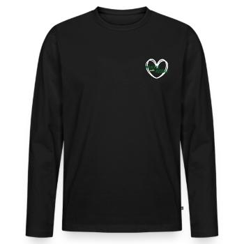 Hustle with Heart (green) - Männer Premium Bio Langarmshirt - Schwarz - Vorne - Nico (187cm)