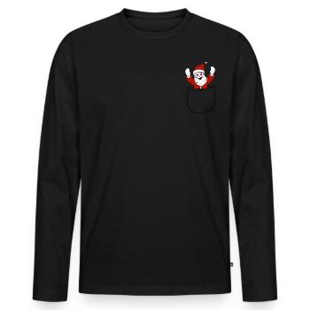Sacs Père Noël transparent - T-shirt manches longues Premium bio Homme - noir - Devant - Nico (187cm)