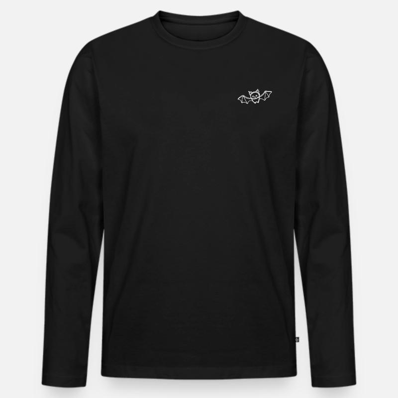 junge Fledermaus weiß - Männer Premium Bio Langarmshirt - Schwarz