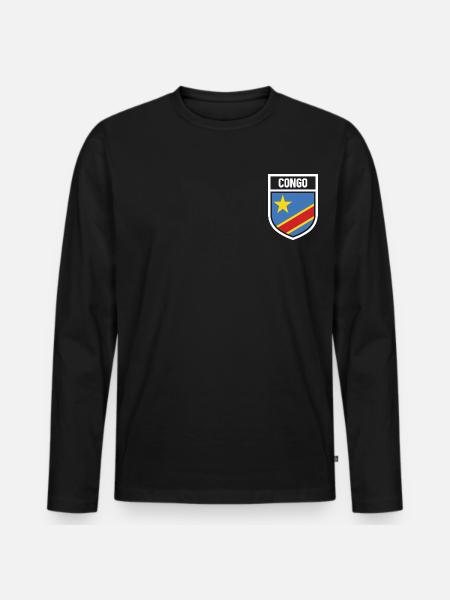 Kongo - Nationalfahne im Wappen - Männer Premium Bio Langarmshirt - Schwarz