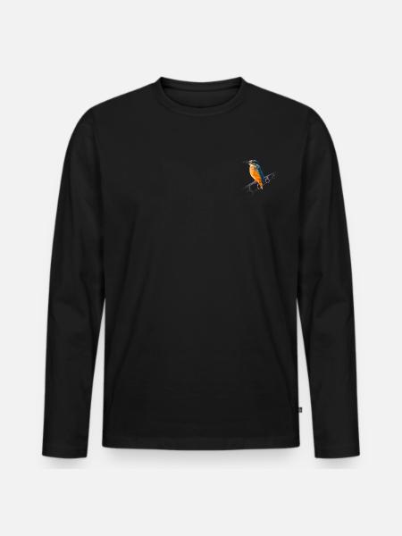 Kingfisher on a fishing rod - Men's Premium Organic Long Sleeve Shirt - black