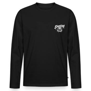 SingSing & The Chain Gang - weiss - Männer Premium Bio Langarmshirt - Schwarz - Vorne - Nico (187cm)