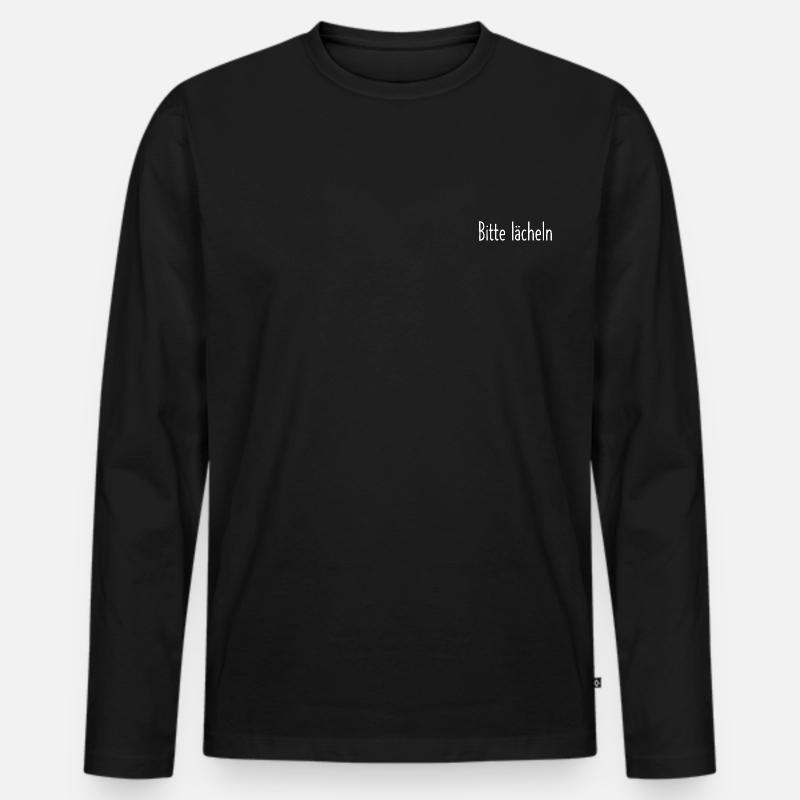 Bitte lächeln - Männer Premium Bio Langarmshirt - Schwarz