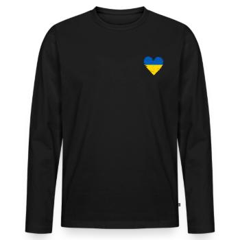 Ukraine Heart Flag - Men's Premium Organic Long Sleeve Shirt - black - Front - Nico (187cm)