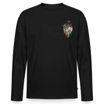 Heart Flower | Heart Design | Heart of Flowers | Flowers - Men's Premium Organic Long Sleeve Shirt - black - Front - Nico (187cm)