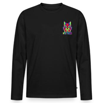 NICEmadcatTRASH - Männer Premium Bio Langarmshirt - Schwarz - Vorne - Nico (187cm)
