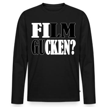 Film gucken? - Männer Premium Bio Langarmshirt - Schwarz - Vorne - Nico (187cm)
