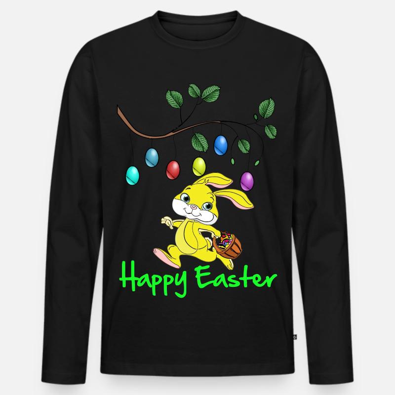 OsterfestOstern,frohe Oster,Osterhase,happy Easter - Männer Premium Bio Langarmshirt - Schwarz