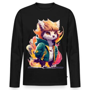 Süßer Stylischer Greif - Männer Premium Bio Langarmshirt - Schwarz - Vorne - Nico (187cm)