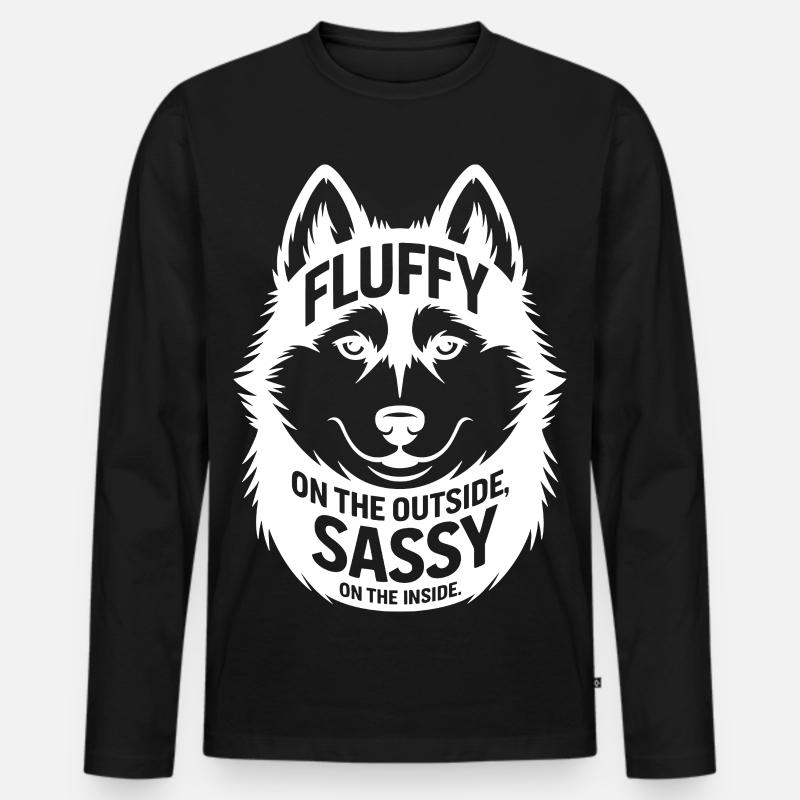 Außen flauschig, innen frech, kräftig - Männer Premium Bio Langarmshirt - Schwarz