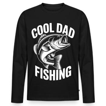 Cool Dad Fishing Motiv Design - Männer Premium Bio Langarmshirt - Schwarz - Vorne - Nico (187cm)