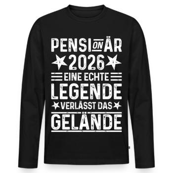 Retraité 2026 : Une véritable légende quitte le site - T-shirt manches longues Premium bio Homme - noir - Devant - Nico (187cm)