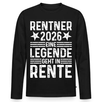 Pensioners 2026 - A legend retires - Men's Premium Organic Long Sleeve Shirt - black - Front - Nico (187cm)