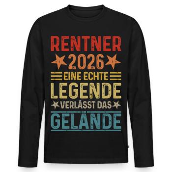 Rentner 2026 - Eine Legende verlässt das Gelände - Männer Premium Bio Langarmshirt - Schwarz - Vorne - Nico (187cm)