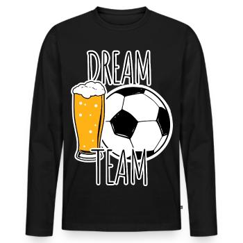 Dream Team ! Bière et football, sports et fans de bière ! - T-shirt manches longues Premium bio Homme - noir - Devant - Nico (187cm)