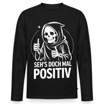 Seh's Doch Mal Positiv Grim Reaper - Männer Premium Bio Langarmshirt - Schwarz - Vorne - Nico (187cm)