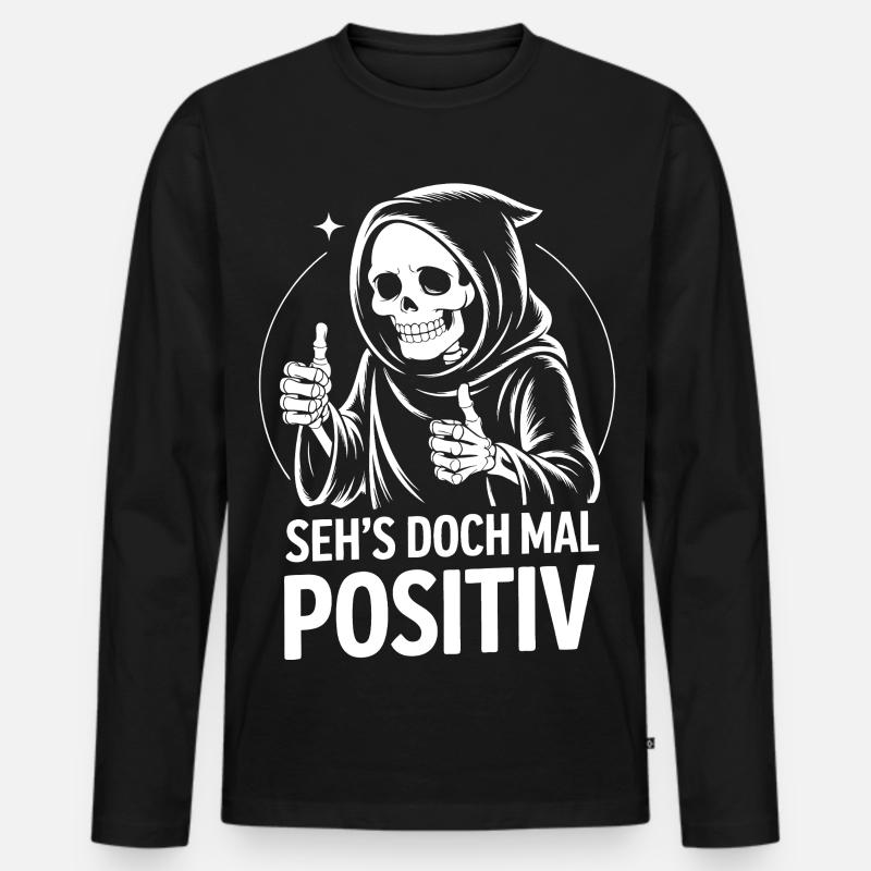 Seh's Doch Mal Positiv Grim Reaper - Männer Premium Bio Langarmshirt - Schwarz