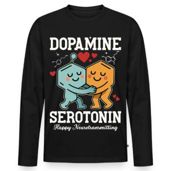 Conception d’un câlin à la dopamine et sérotonine - T-shirt manches longues Premium bio Homme - noir - Devant - Nico (187cm)