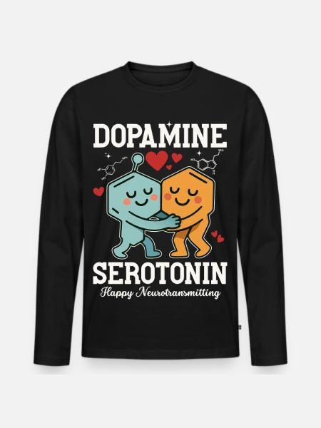 Dopamine Serotonin Hug Design - Men's Premium Organic Long Sleeve Shirt - black