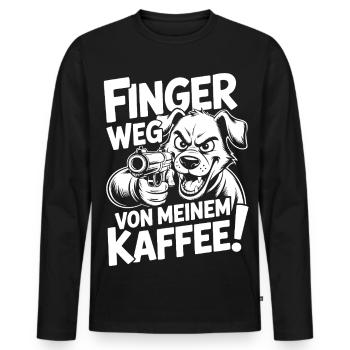 Lâche mon café - T-shirt manches longues Premium bio Homme - noir - Devant - Nico (187cm)