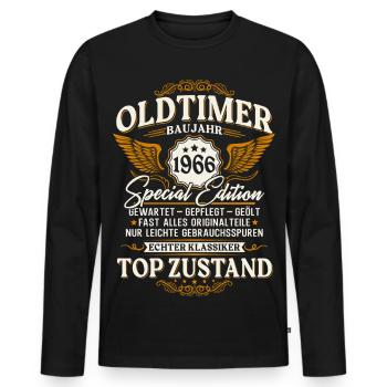 Oldtimer 1966 Baujahr 60. Geburtstag Geschenk - Männer Premium Bio Langarmshirt - Schwarz - Vorne - Nico (187cm)