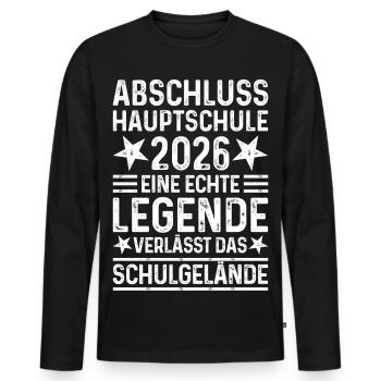 Fin d’études secondaires 2026 Terrain de l’école Legend - T-shirt manches longues Premium bio Homme - noir - Devant - Nico (187cm)
