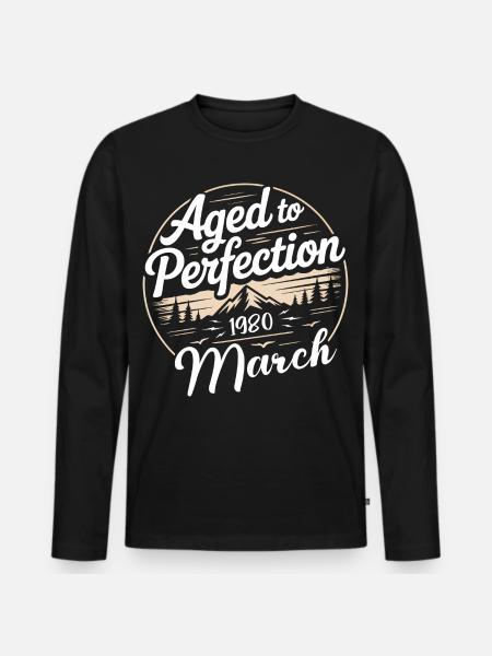 Birthday present march 1980 - Men's Premium Organic Long Sleeve Shirt - black