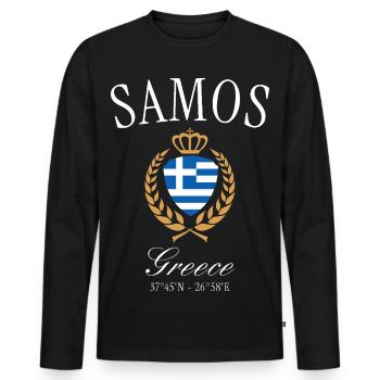 Couronne des armoiries de Samos en Grèce – Souvenir de voyage - T-shirt manches longues Premium bio Homme - noir - Devant - Nico (187cm)