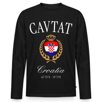 Cavtat Kroatien Wappen Krone – Reise Souvenir - Männer Premium Bio Langarmshirt - Schwarz - Vorne - Nico (187cm)