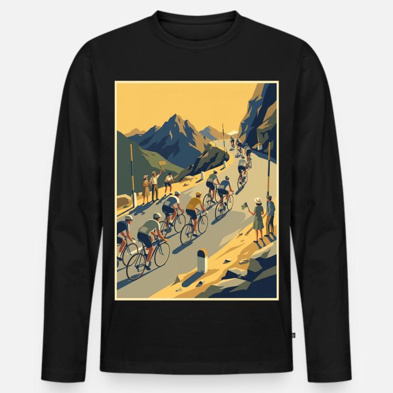 Bergaufstieg – Radfahrer-Erinnerung - Männer Premium Bio Langarmshirt - Schwarz