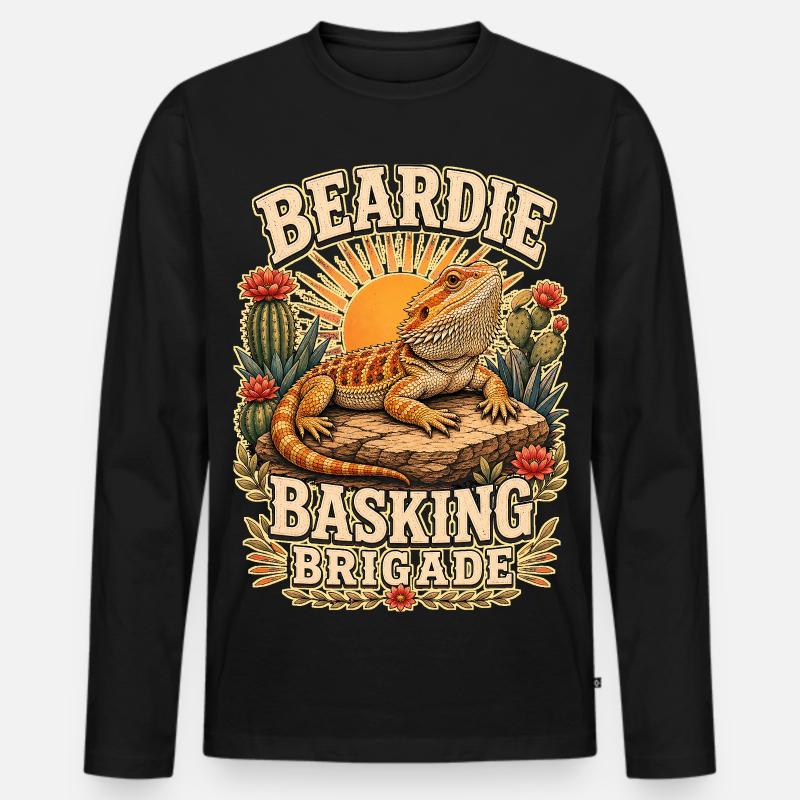 BEARDIE BASKING BRIGADE - Männer Premium Bio Langarmshirt - Schwarz