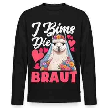 I Bims The Bride Bachelor Alpaga Llama Shower de nuptiale - T-shirt manches longues Premium bio Homme - noir - Devant - Nico (187cm)