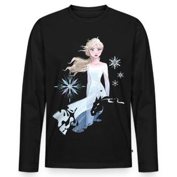 Frozen Elsa Silhouette Mit Schneeflocken - Männer Premium Bio Langarmshirt - Schwarz - Vorne - Nico (187cm)