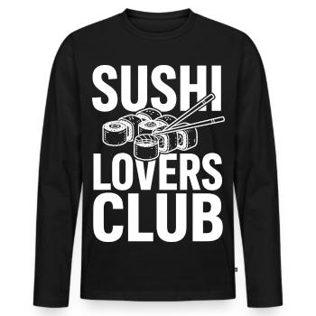 Sushi Lovers Club with chopsticks - Men's Premium Organic Long Sleeve Shirt - black - Front - Nico (187cm)