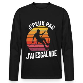 J'peux pas j'ai escalade - passion escalade - T-shirt manches longues Premium bio Homme - noir - Devant - Nico (187cm)