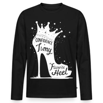Confidence is my favorite Heel - High Heel Silhoue - Männer Premium Bio Langarmshirt - Schwarz - Vorne - Nico (187cm)