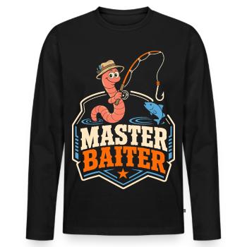 Master Baiter Angel-Wortspiel - Männer Premium Bio Langarmshirt - Schwarz - Vorne - Nico (187cm)